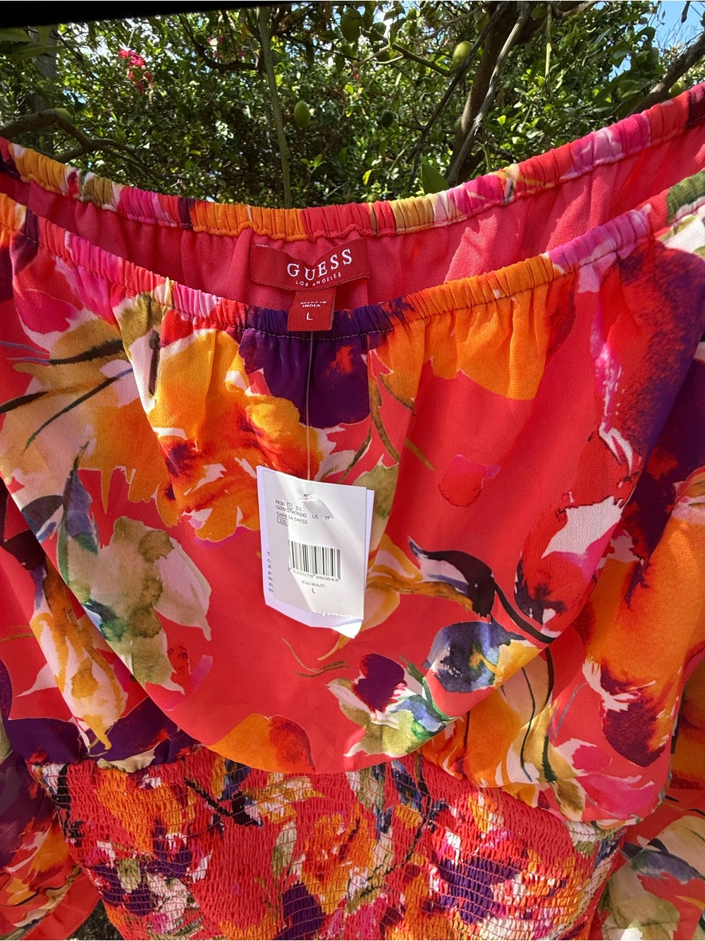 GUESS Multicolor Floral Midi Skirt with Smocked Waist